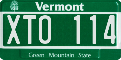 VT license plate XTO114