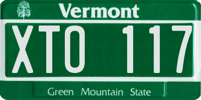 VT license plate XTO117