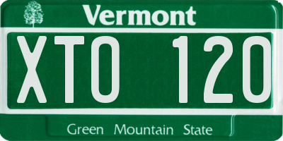 VT license plate XTO120