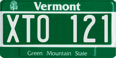 VT license plate XTO121