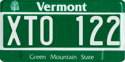 VT license plate XTO122