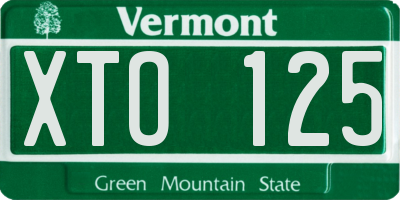 VT license plate XTO125