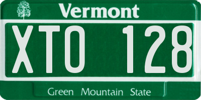 VT license plate XTO128
