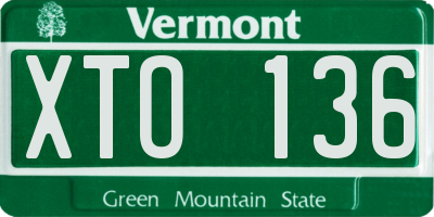 VT license plate XTO136