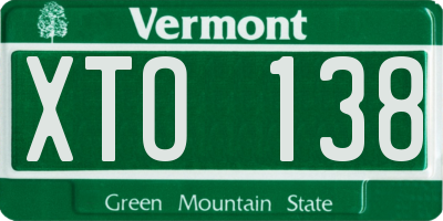 VT license plate XTO138