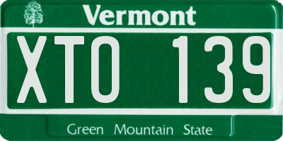 VT license plate XTO139