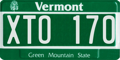 VT license plate XTO170
