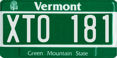 VT license plate XTO181