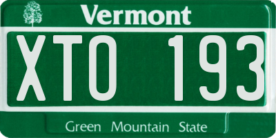 VT license plate XTO193