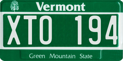 VT license plate XTO194
