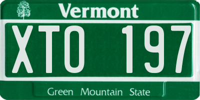 VT license plate XTO197