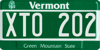 VT license plate XTO202