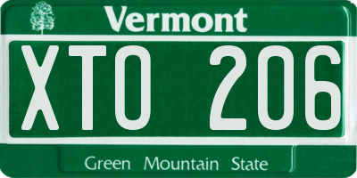 VT license plate XTO206