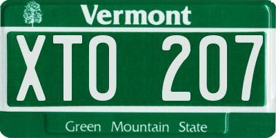 VT license plate XTO207