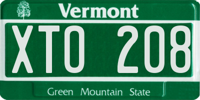 VT license plate XTO208