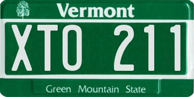 VT license plate XTO211