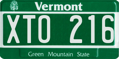 VT license plate XTO216