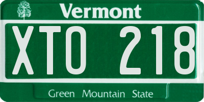 VT license plate XTO218