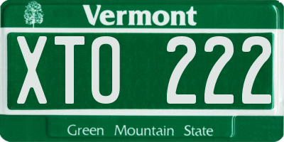 VT license plate XTO222