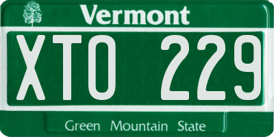 VT license plate XTO229