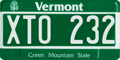 VT license plate XTO232