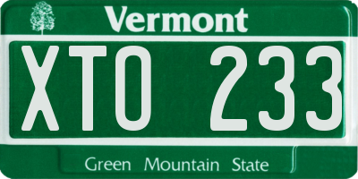 VT license plate XTO233