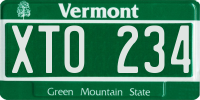 VT license plate XTO234