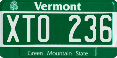 VT license plate XTO236