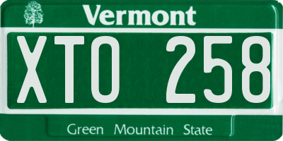 VT license plate XTO258