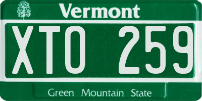 VT license plate XTO259