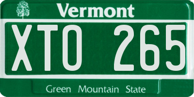 VT license plate XTO265