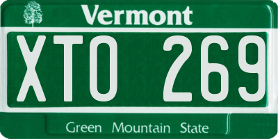 VT license plate XTO269