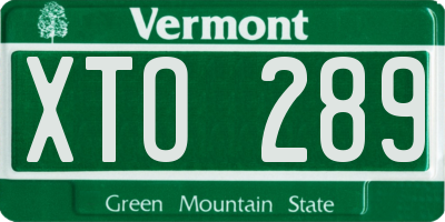 VT license plate XTO289
