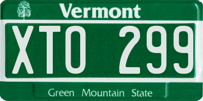 VT license plate XTO299