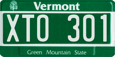 VT license plate XTO301