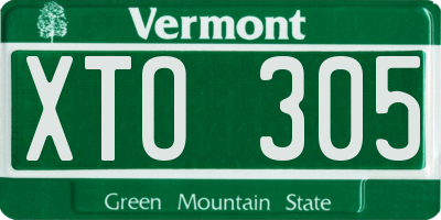 VT license plate XTO305