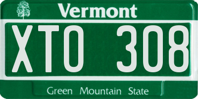 VT license plate XTO308