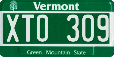 VT license plate XTO309