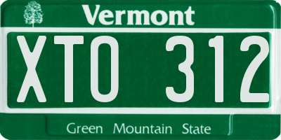 VT license plate XTO312