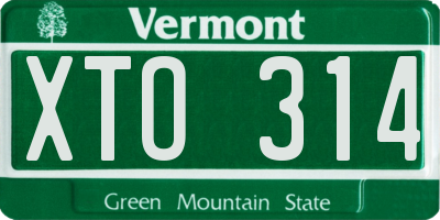 VT license plate XTO314