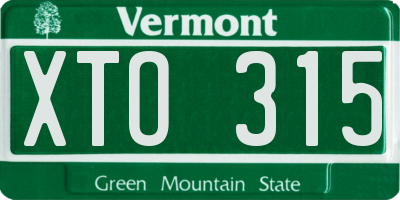 VT license plate XTO315