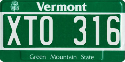 VT license plate XTO316