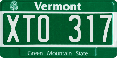 VT license plate XTO317