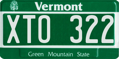 VT license plate XTO322