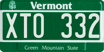 VT license plate XTO332
