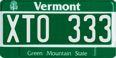 VT license plate XTO333