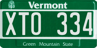 VT license plate XTO334