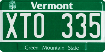 VT license plate XTO335