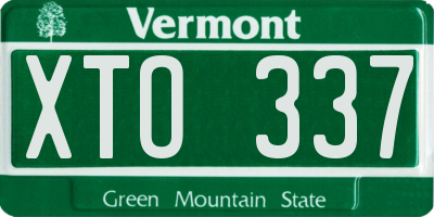 VT license plate XTO337