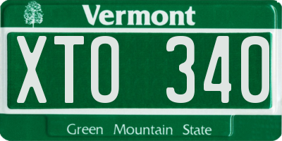VT license plate XTO340